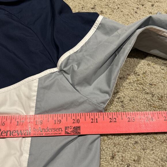 Nike size M women’s Jacket Windrunner Hooded Vented Running Golf Navy Gray B25 - Picture 10 of 12